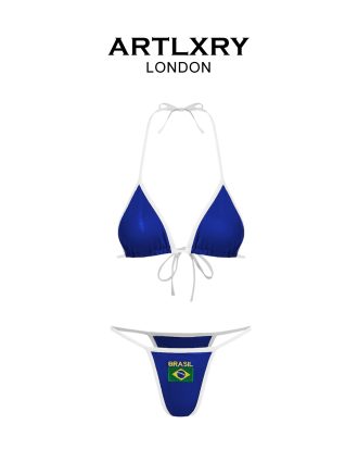 Brasil Brazillian Blue White Flag Bikini Set by ARTLXRY LONDON