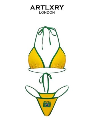 Brasil Brazillian Yellow Flag Bikini Set by ARTLXRY LONDON