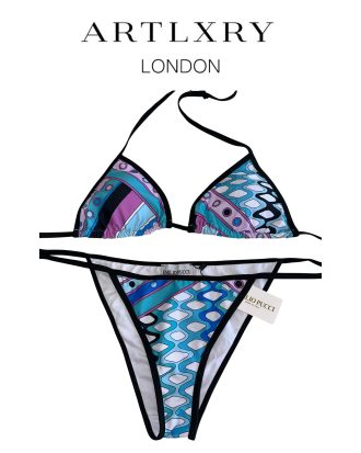 Pucci Printed Lycra Triangle Bikini - Blue Multi-Colour by ARTLXRY LONDON